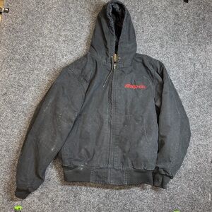 Snap On Workwear Jacket Medium Black Hooded Canvas Mechanic Style